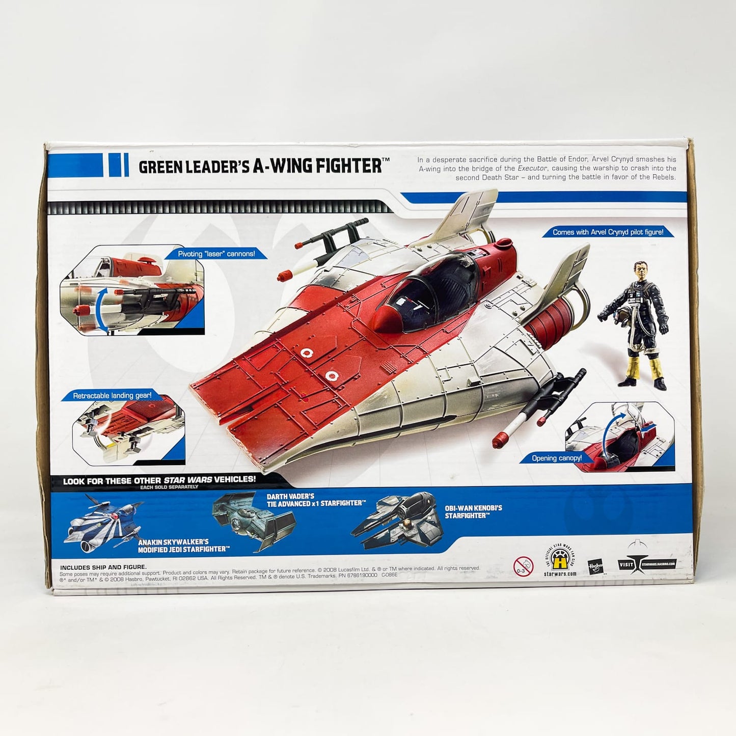 Vintage Hasbro Star Wars Mid Ships Green Leader's A-Wing Fighter – Hasbro Star Wars The Legacy Collection (2008)