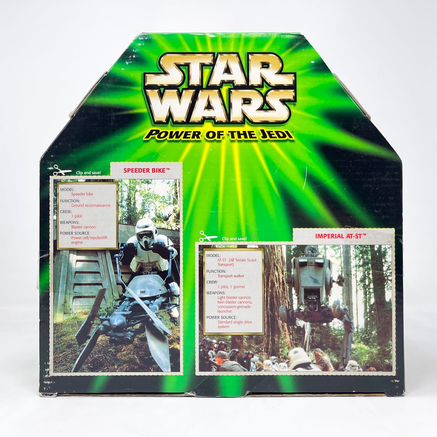 Vintage Hasbro Star Wars Mid Ships Imperial AT-ST and Speeder Bike – Hasbro Star Wars Power of the Jedi POTJ (2001)