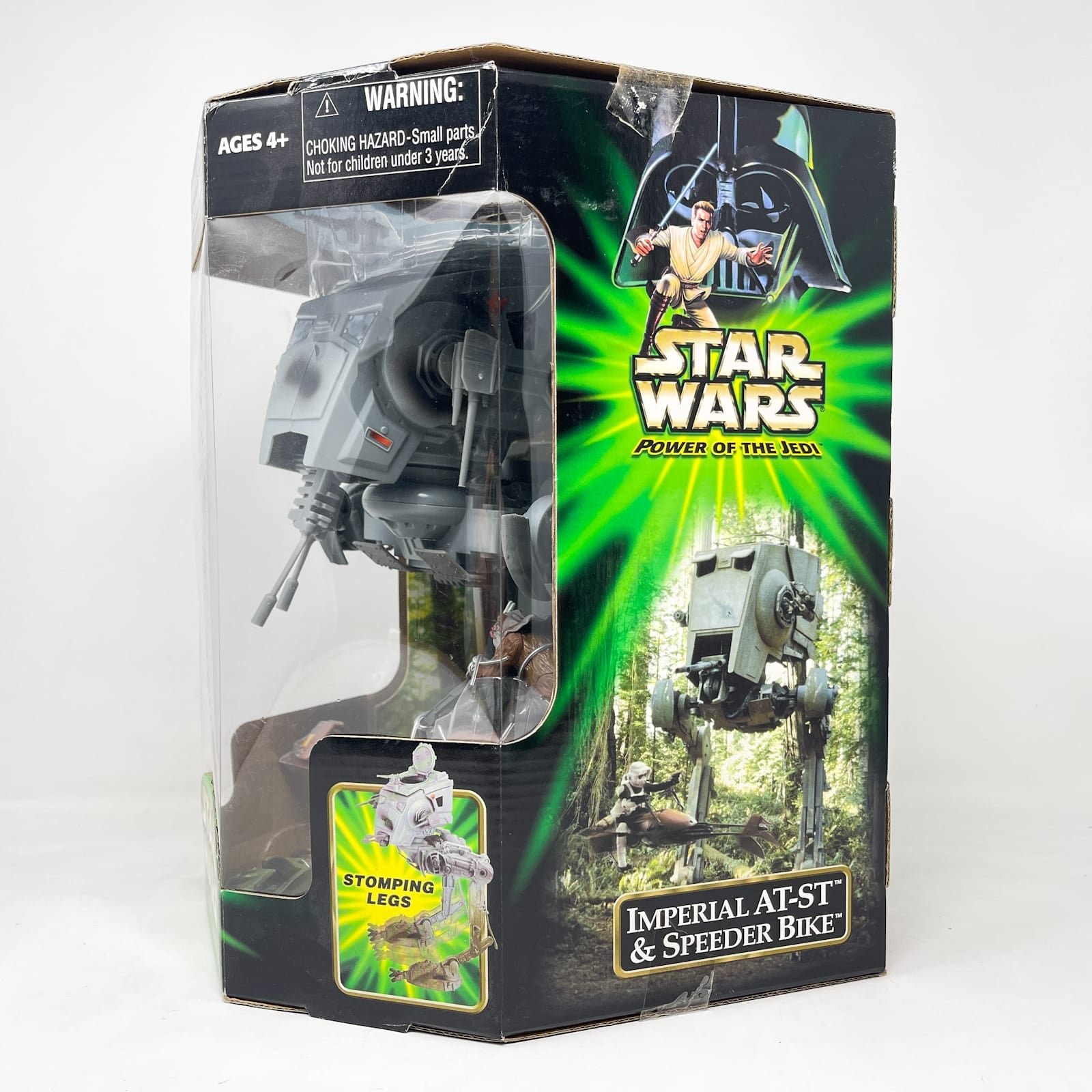 Vintage Hasbro Star Wars Mid Ships Imperial AT-ST and Speeder Bike – Hasbro Star Wars Power of the Jedi POTJ (2001)