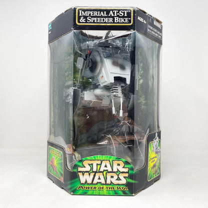 Vintage Hasbro Star Wars Mid Ships Imperial AT-ST and Speeder Bike – Hasbro Star Wars Power of the Jedi POTJ (2001)