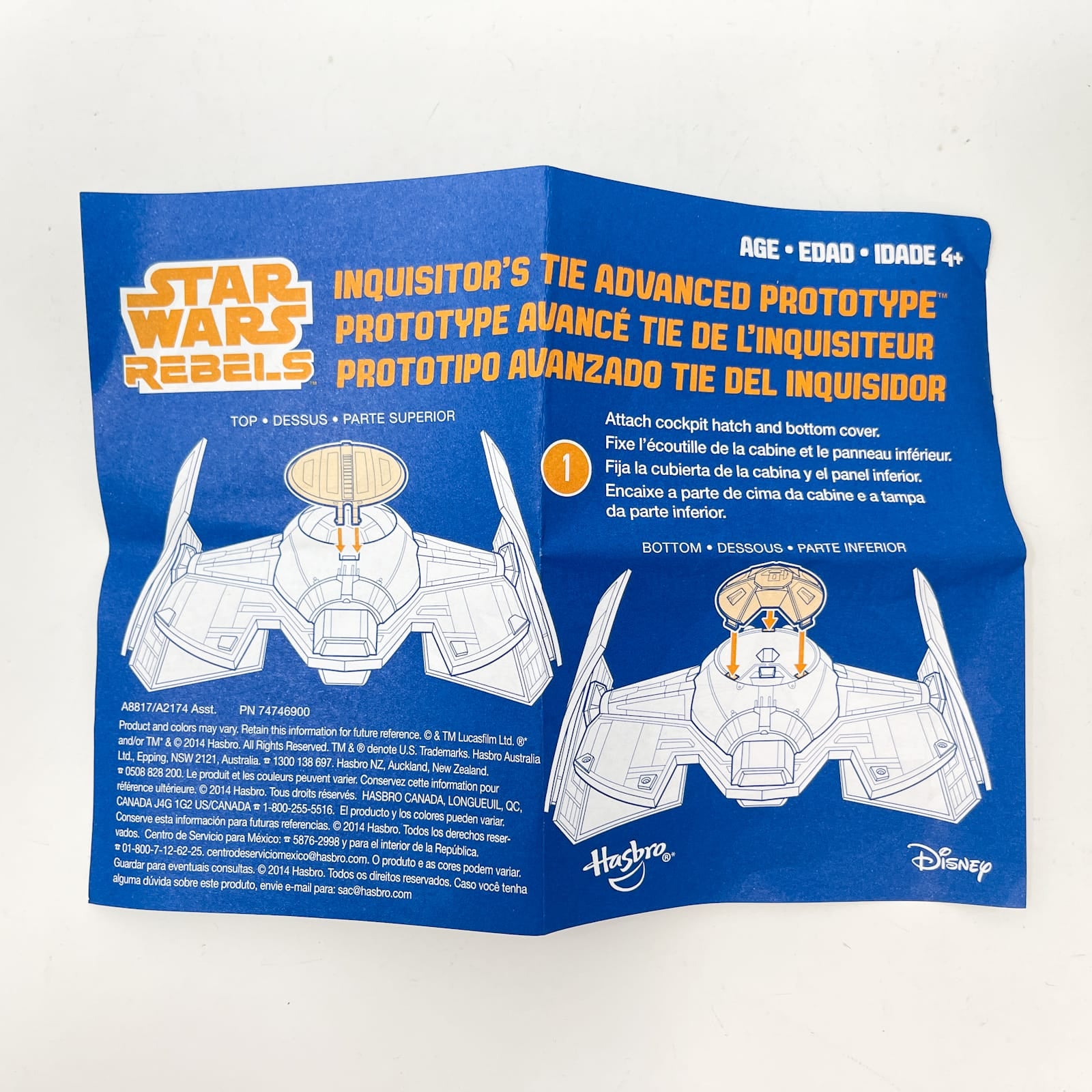 Vintage Hasbro Star Wars Mid Ships Inquisitor's TIE Advanced Prototype  (2014) - Hasbro Rebels 3.75" Ship - Open Box