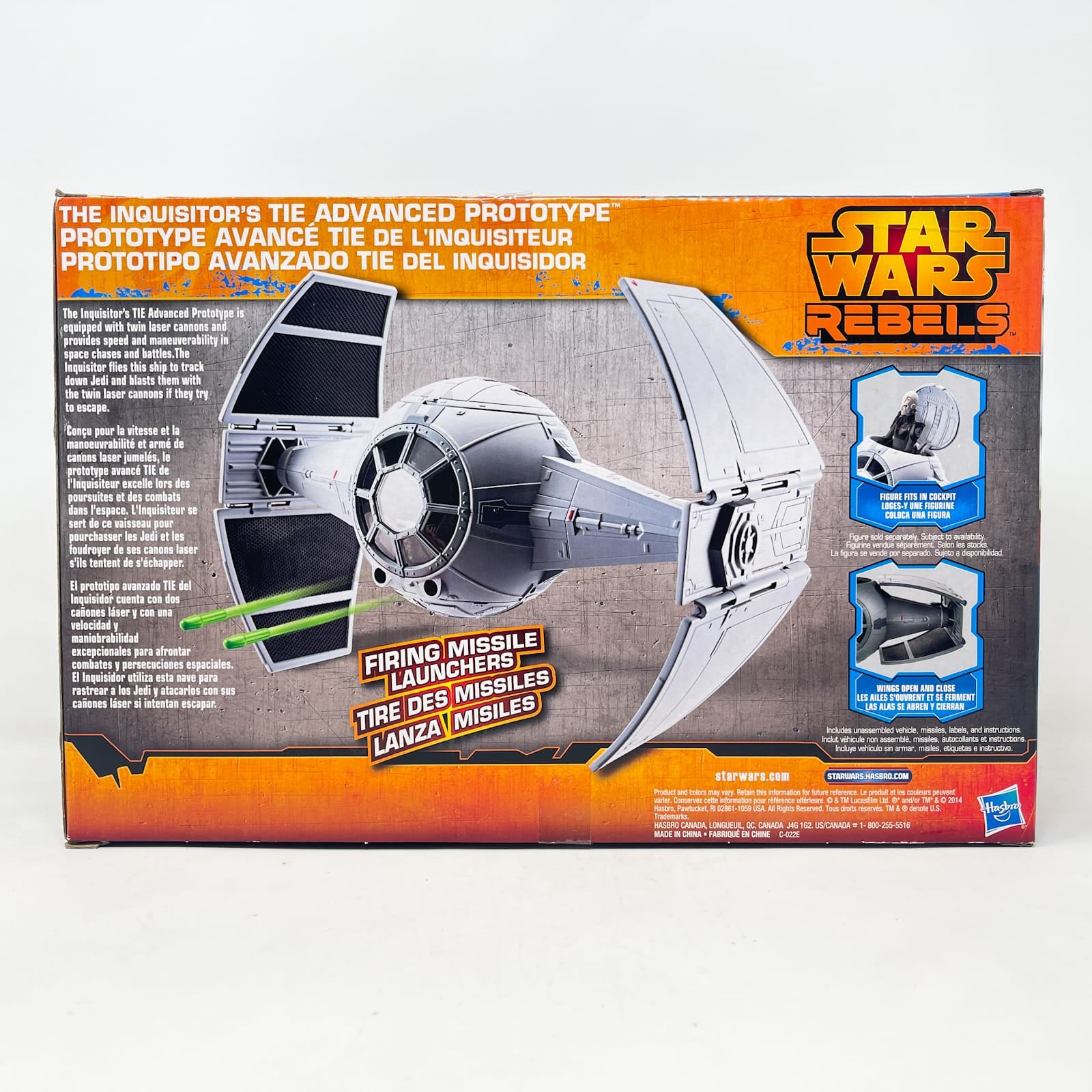 Vintage Hasbro Star Wars Mid Ships Inquisitor's TIE Advanced Prototype  (2014) - Hasbro Rebels 3.75" Ship - Open Box