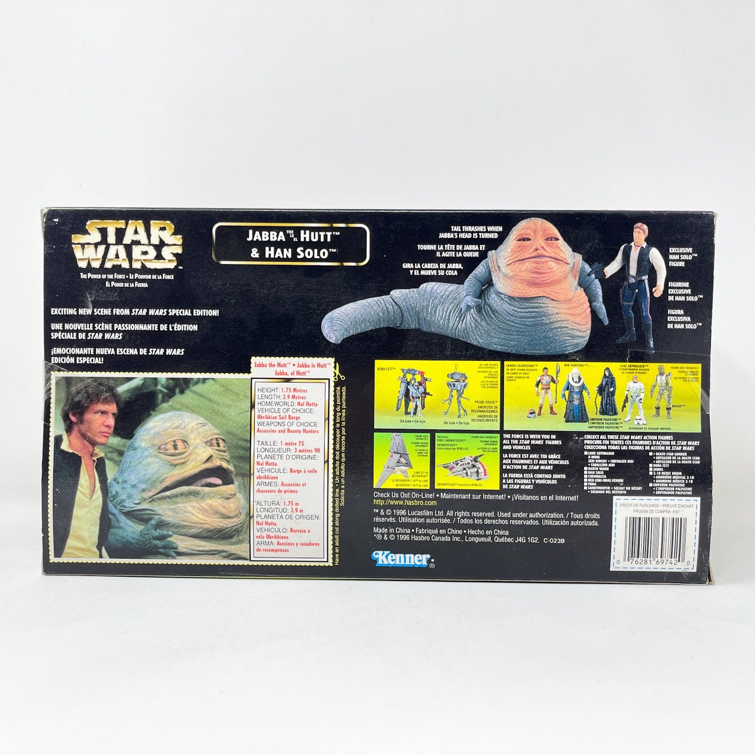 Vintage Hasbro Star Wars Mid Ships Jabba the Hutt w/ Han Solo - POTF2 Hasbro 1997 Star Was Sealed Box