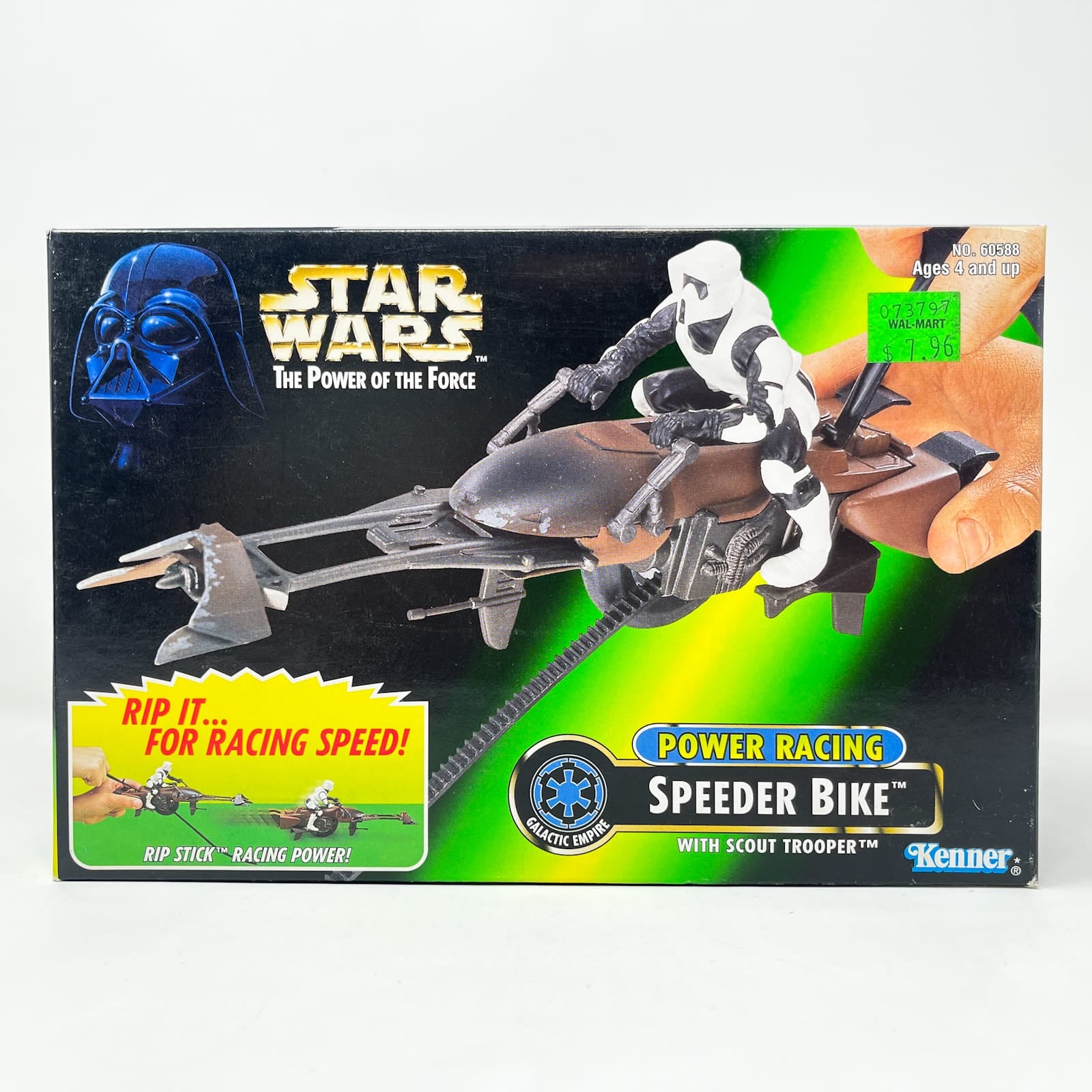 Vintage Hasbro Star Wars Mid Ships Power Racing Speeder Bike w/ Scout Trooper (1997) - POTF2 - Sealed
