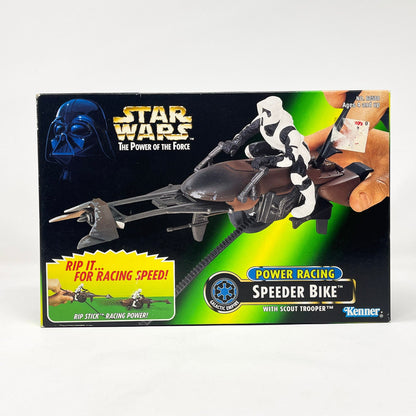 Vintage Hasbro Star Wars Mid Ships Power Racing Speeder Bike w/ Scout Trooper (1997) - POTF2 - Sealed