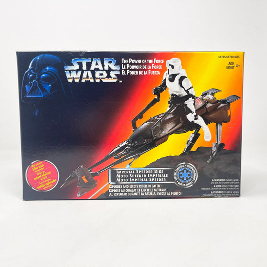 Vintage Hasbro Star Wars Mid Ships Speeder Bike w/ Biker Scout - POTF2 - Tri-Lingual Box Without Window - Sealed