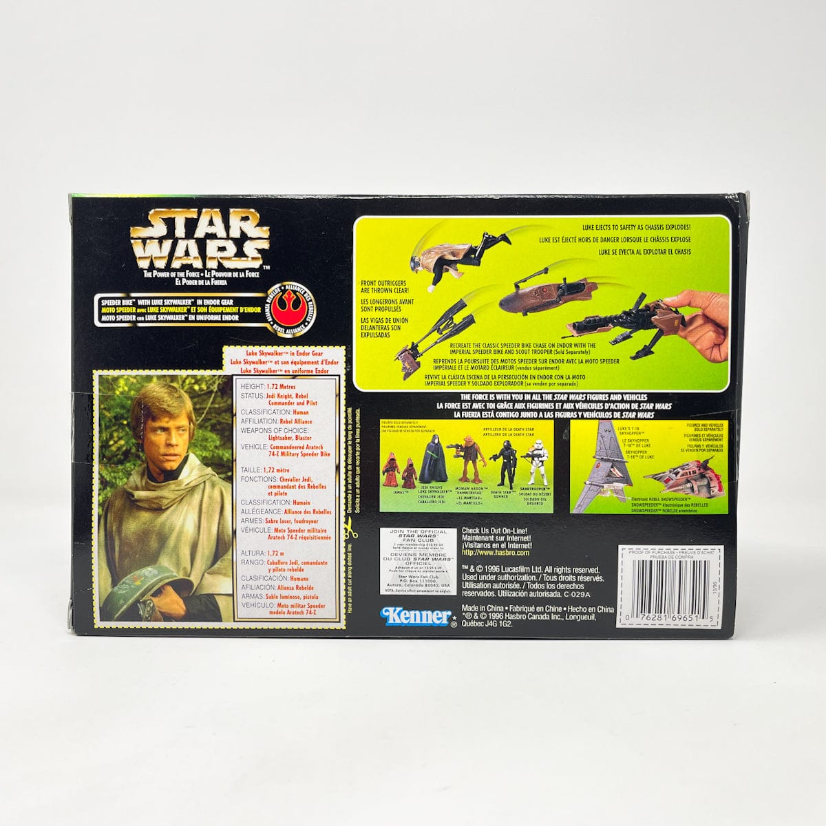 Vintage Hasbro Star Wars Mid Ships Speeder Bike w/ Luke Skywalker - POTF2 - Sealed