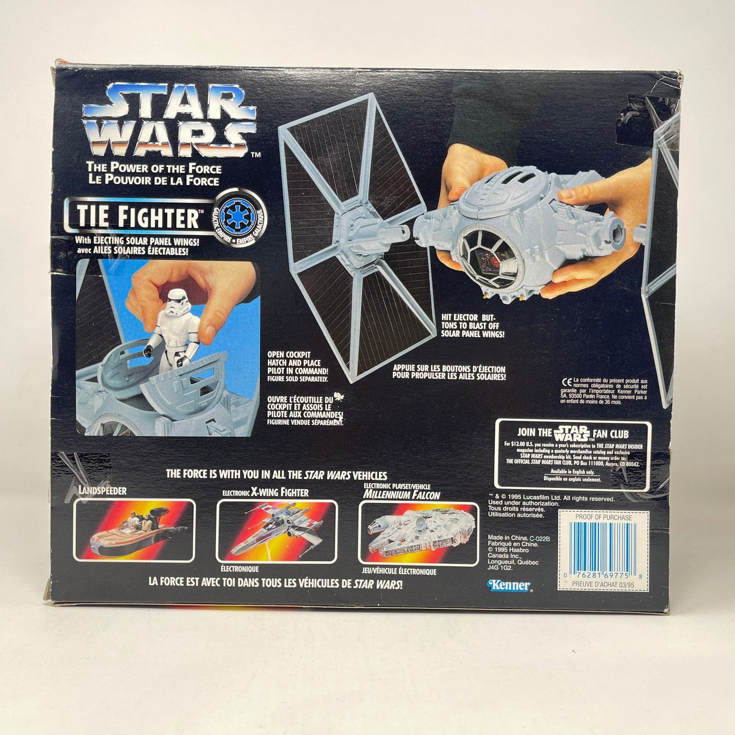 Vintage Hasbro Star Wars Mid Ships TIE Fighter (1995) - Kenner Power of the Force (Canadian Box) Vehicle - MIOP