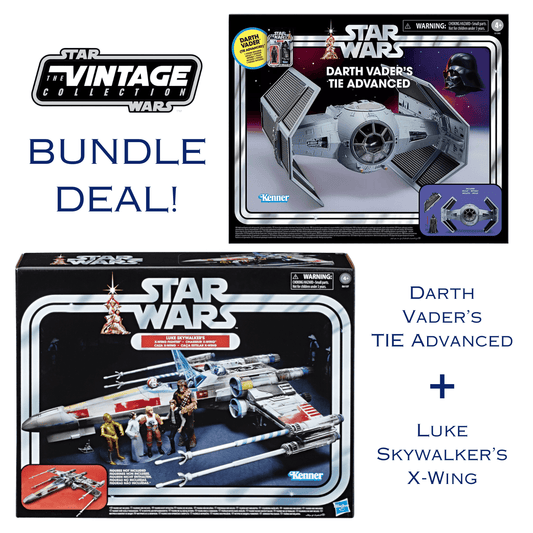 Vintage Hasbro Star Wars Mid Ships VC Luke's X-Wing & Vader's TIE Advanced Bundle - Hasbro Vintage Collection