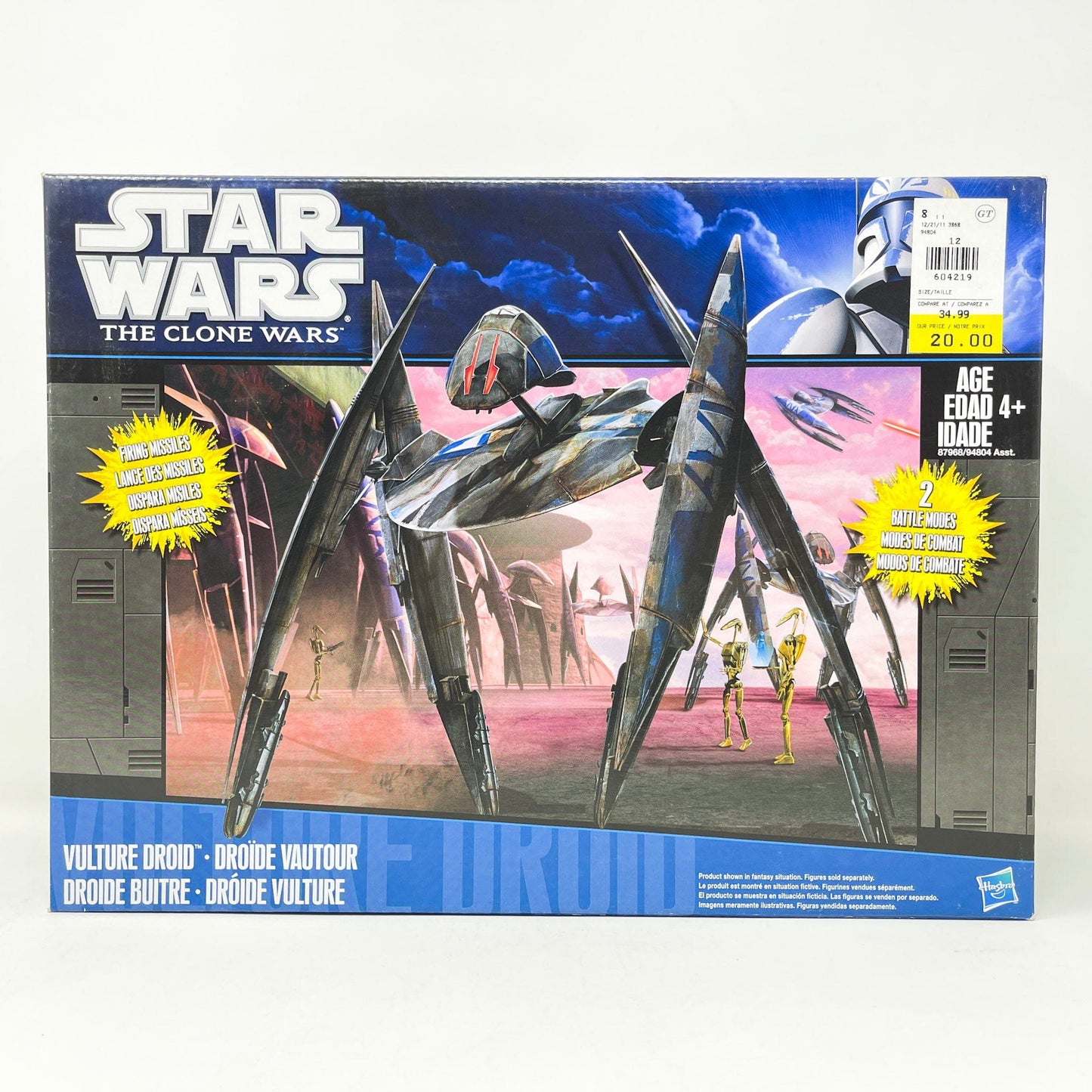 Vintage Hasbro Star Wars Mid Ships Vulture Droid (2011) - 3.75" Hasbro The Clone Wars MISB