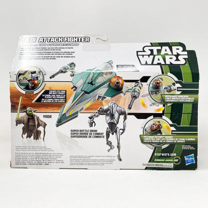 Vintage Hasbro Star Wars Mid Ships Yoda's Jedi Attack Fighter with Yoda & Super Battle Droid – Hasbro Star Wars Movie Heroes
