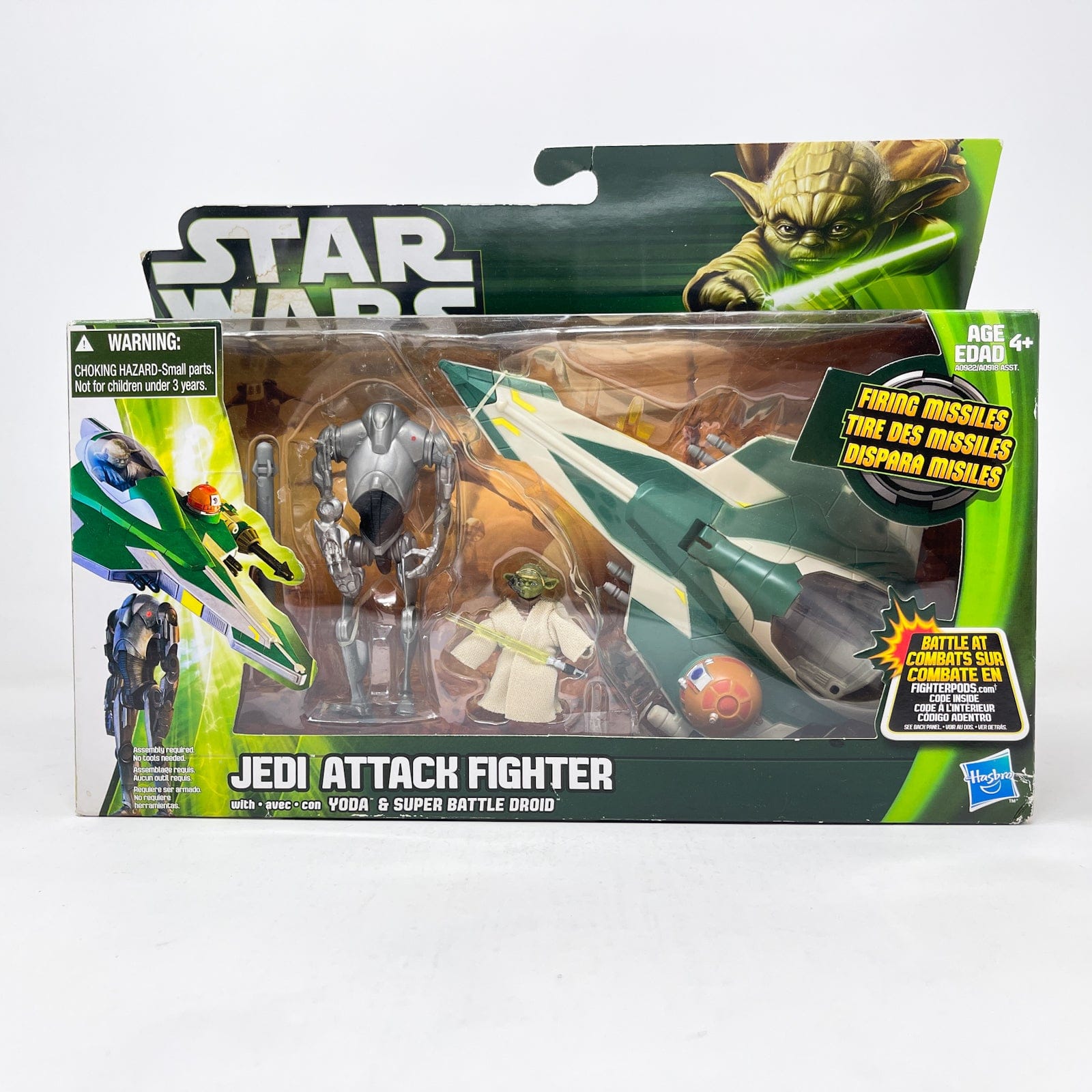 Vintage Hasbro Star Wars Mid Ships Yoda's Jedi Attack Fighter with Yoda & Super Battle Droid – Hasbro Star Wars Movie Heroes