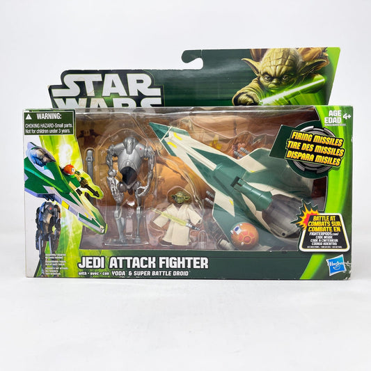 Vintage Hasbro Star Wars Mid Ships Yoda's Jedi Attack Fighter with Yoda & Super Battle Droid – Hasbro Star Wars Movie Heroes