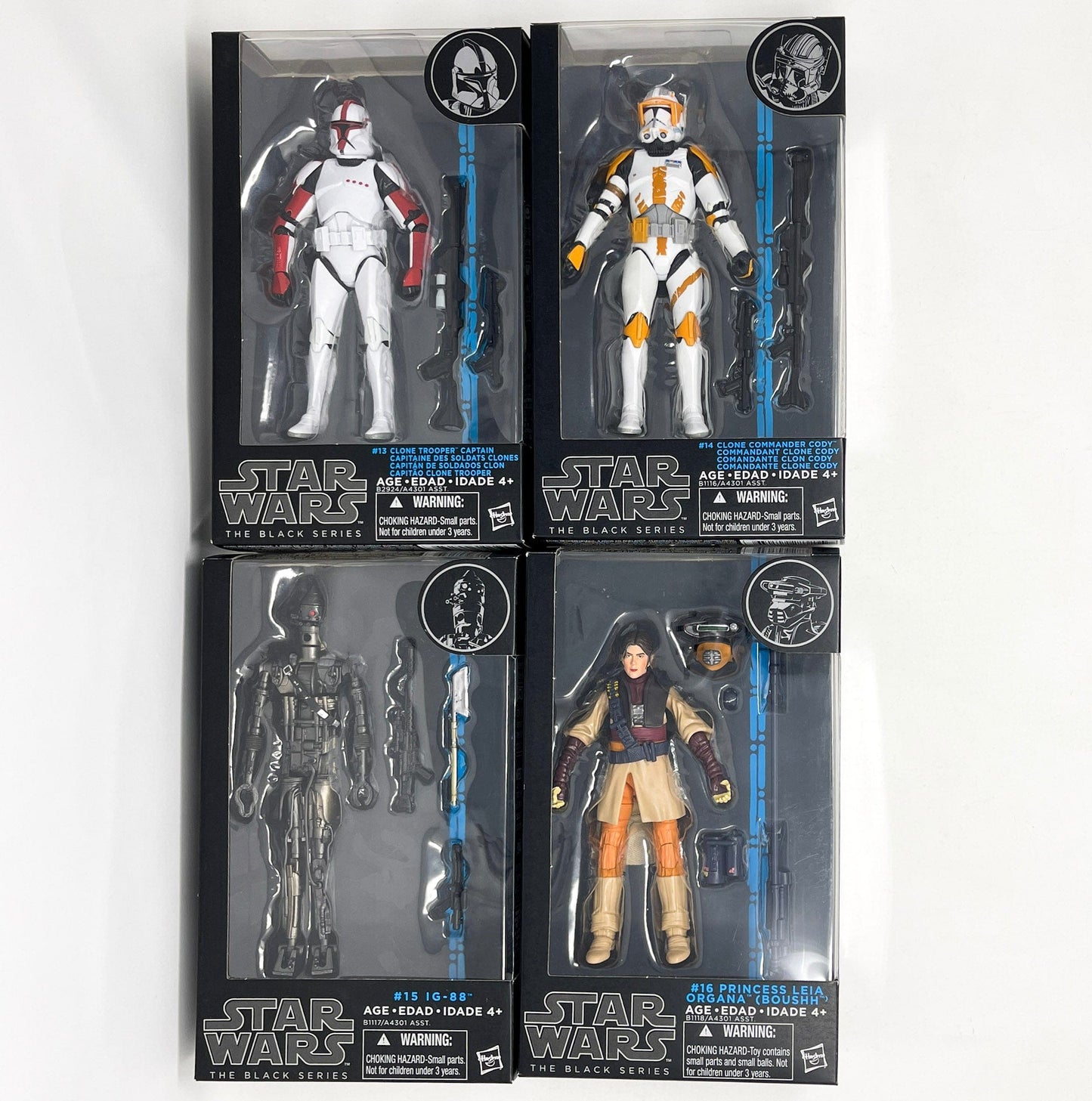 Vintage Hasbro Star Wars Modern MOC Hasbro Blue Line Series (2014-2015) Complete Set of Single Boxed STAR WARS 6" Black Series Figures