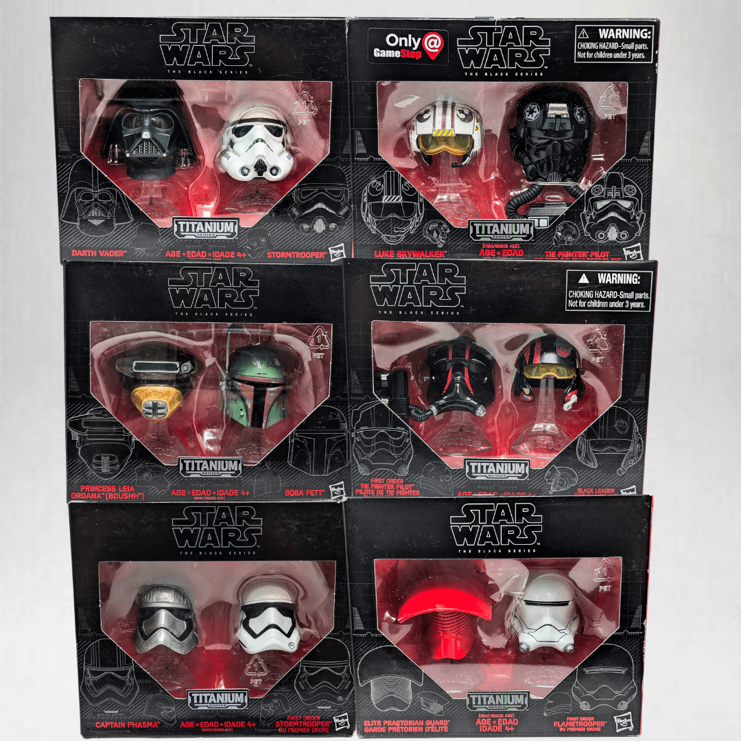 Vintage Hasbro Star Wars Modern MOC Titanium Helmets #01 - 10 Complete Set - Black Series Hasbro Star Wars 2016 - 2017