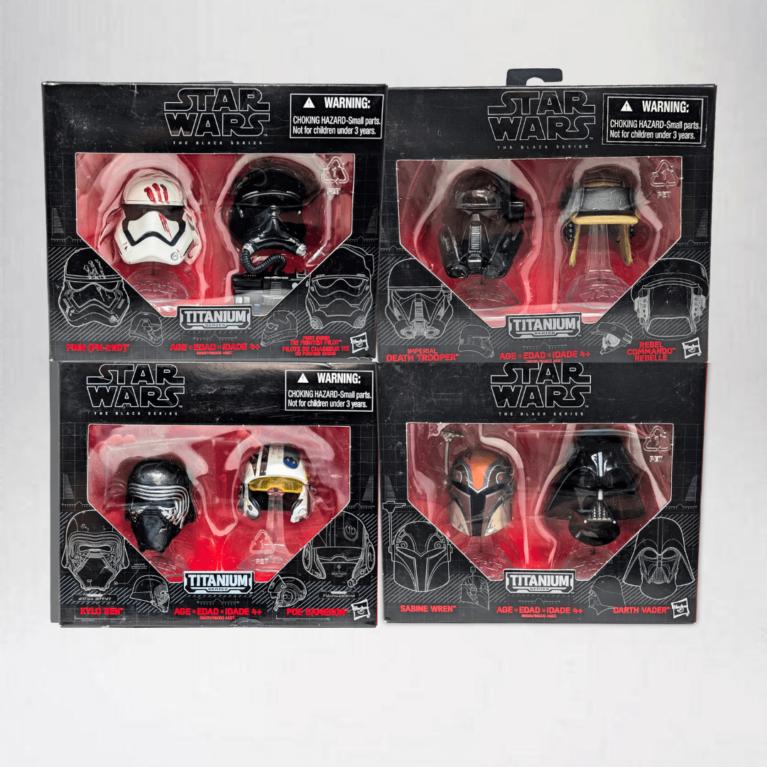 Vintage Hasbro Star Wars Modern MOC Titanium Helmets #01 - 10 Complete Set - Black Series Hasbro Star Wars 2016 - 2017