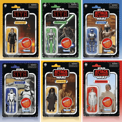 Vintage Hasbro Star Wars Pre-Order ATOC & ROTS Episode II & III 6-Pack - Retro Collection Hasbro Star Wars