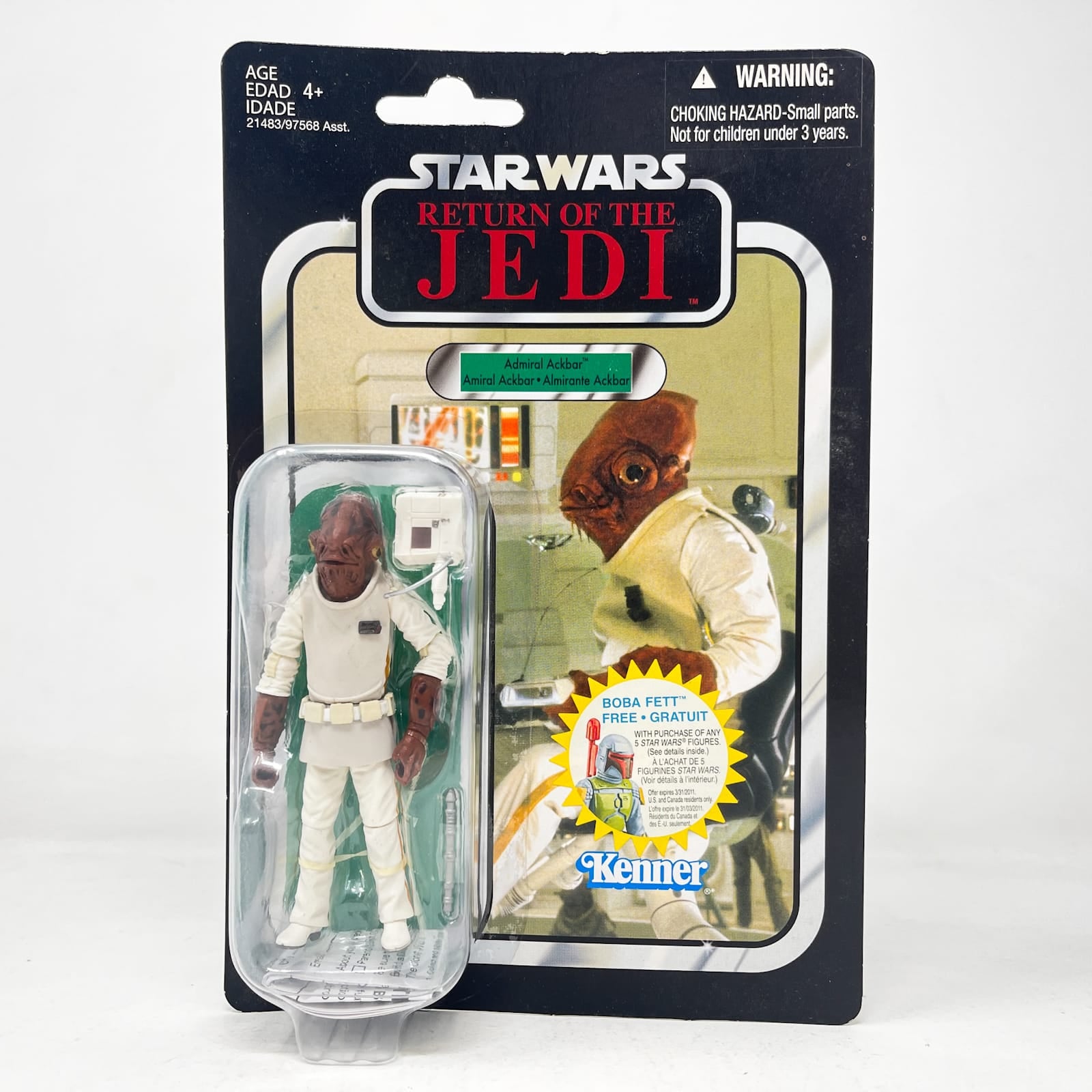 Vintage Hasbro Star Wars Vintage Collection Carded VC022 Admiral Ackbar - ROTJ (2010) Canadian w/ Corrected Boba Fett Offer - The Vintage Collection