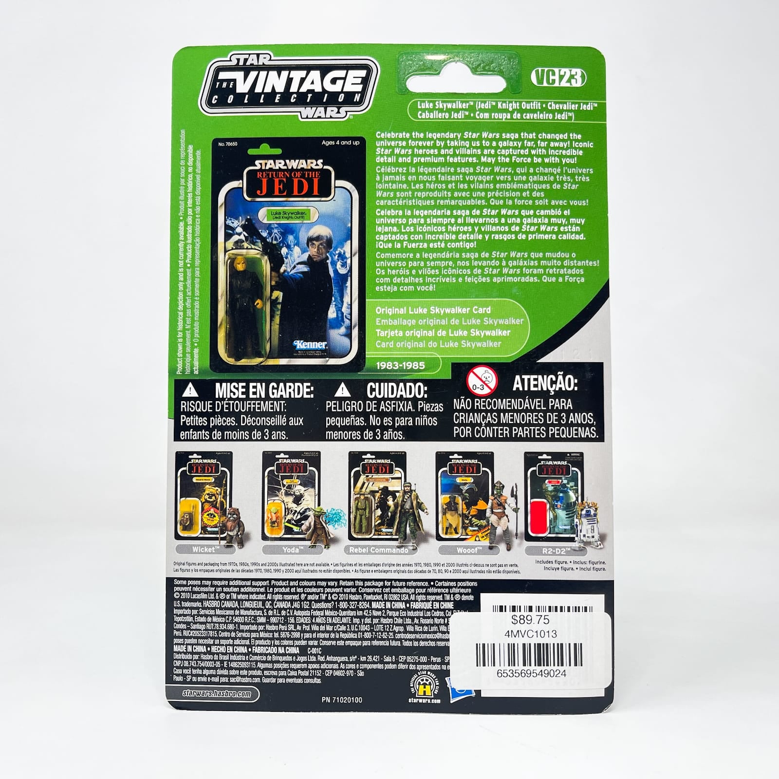 Vintage Hasbro Star Wars Vintage Collection Carded VC023 Luke Skywalker (Jedi Knight Outfit) Canadian Cardback  - The Vintage Collection