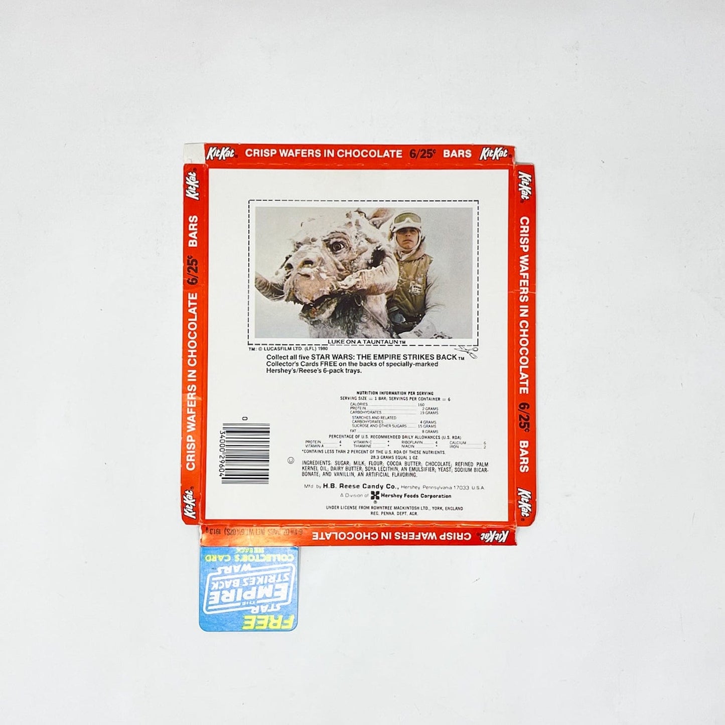 Vintage Hershey's Star Wars Non-Toy ESB Collector Card - Luke Hoth - Hershey's Kit Kat