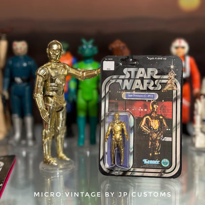 Vintage JP Customs Star Wars Non-Toy Micro Vintage C-3PO Carded Figure - Hand Painted Star Wars