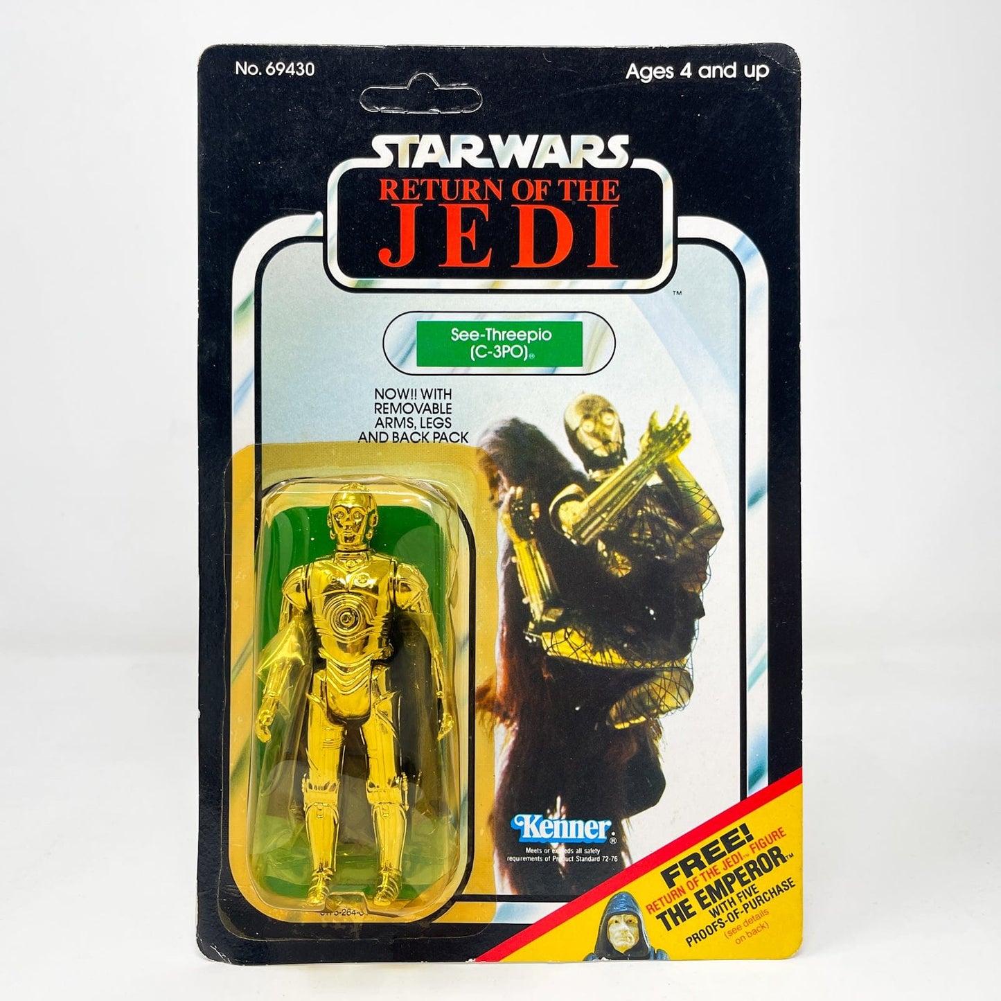 Vintage Kenner Star Wars MOC C-3PO Removable Limbs ROTJ 65C-back  - Mint on Card