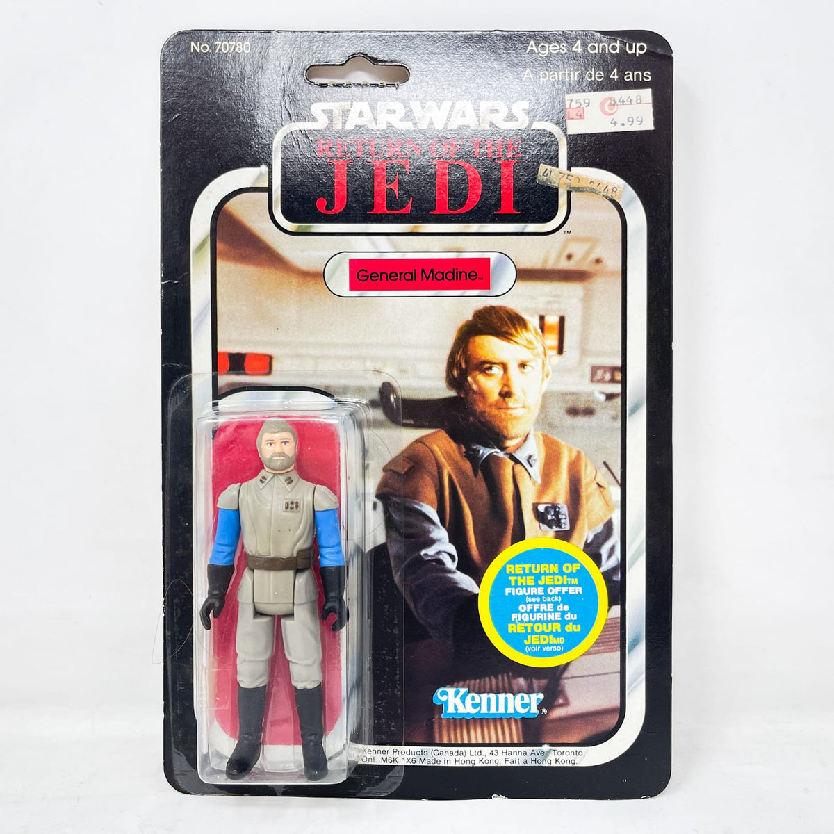 Vintage Kenner Star Wars MOC General Madine Canadian ROTJ 65A Back - Mint on Card