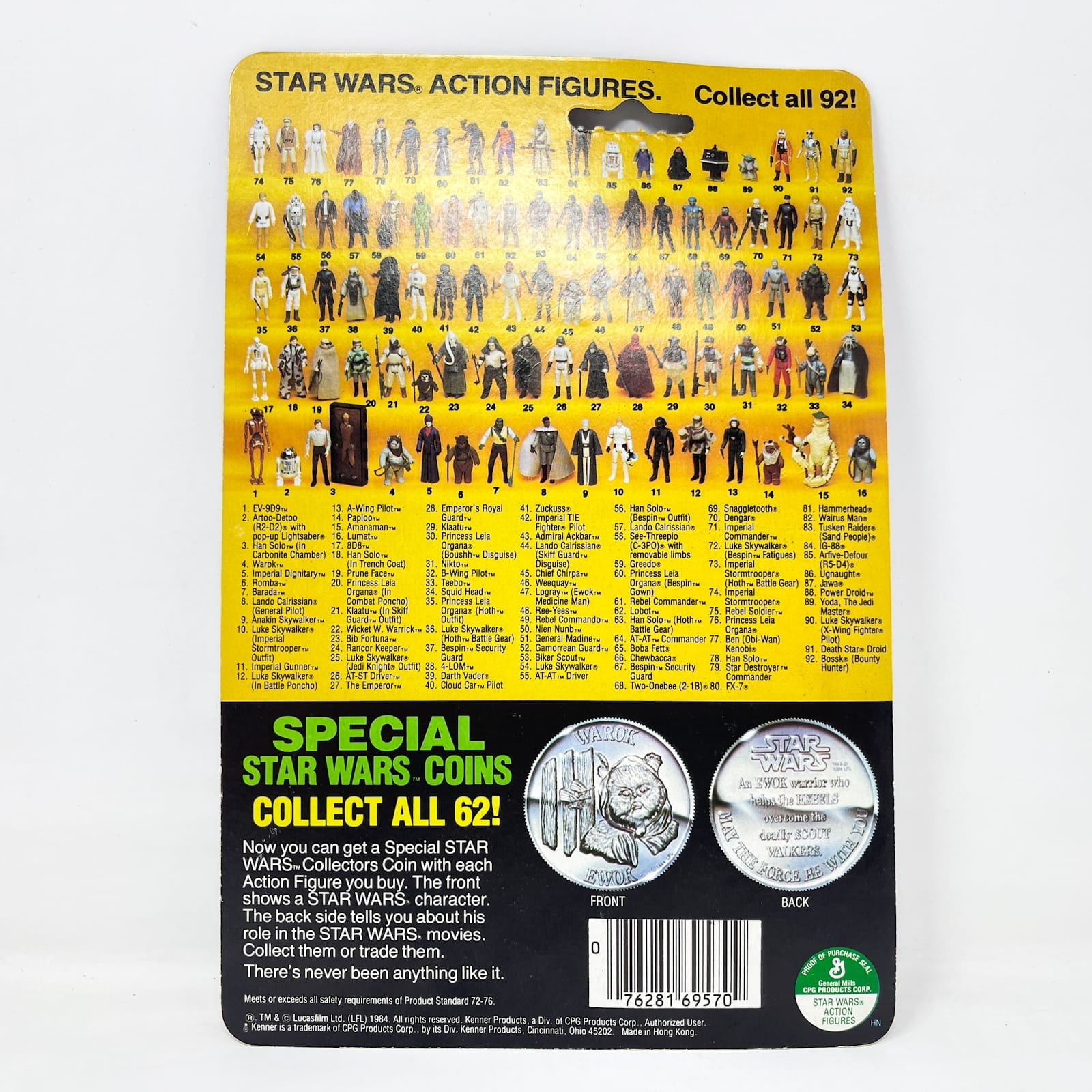 Vintage Kenner Star Wars MOC Luke Skywalker Battle Poncho POTF 92-Back - Mint on Card