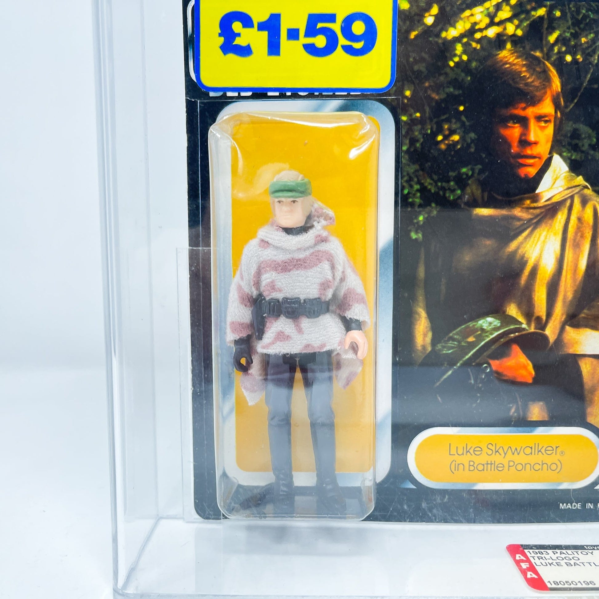 Vintage Kenner Star Wars MOC Luke Skywalker Battle Poncho Tri-Logo - AFA 75 Mint on Card