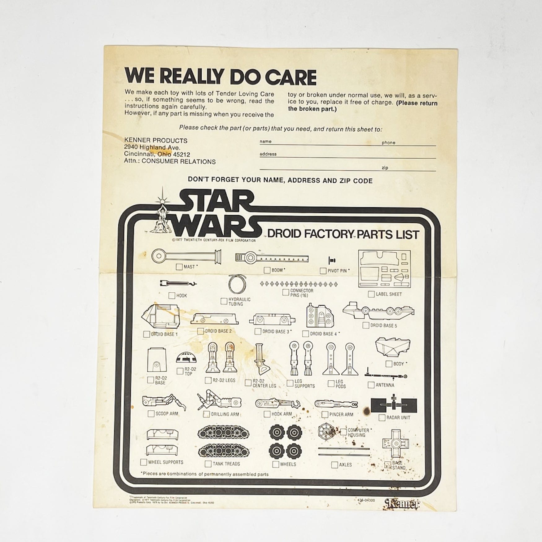 Droid Factory - Parts List Instructions Kenner Star Wars Manual – 4th ...