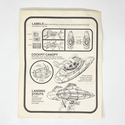 Vintage Kenner Star Wars Paper ESB Twin Pod Cloud Car Instructions