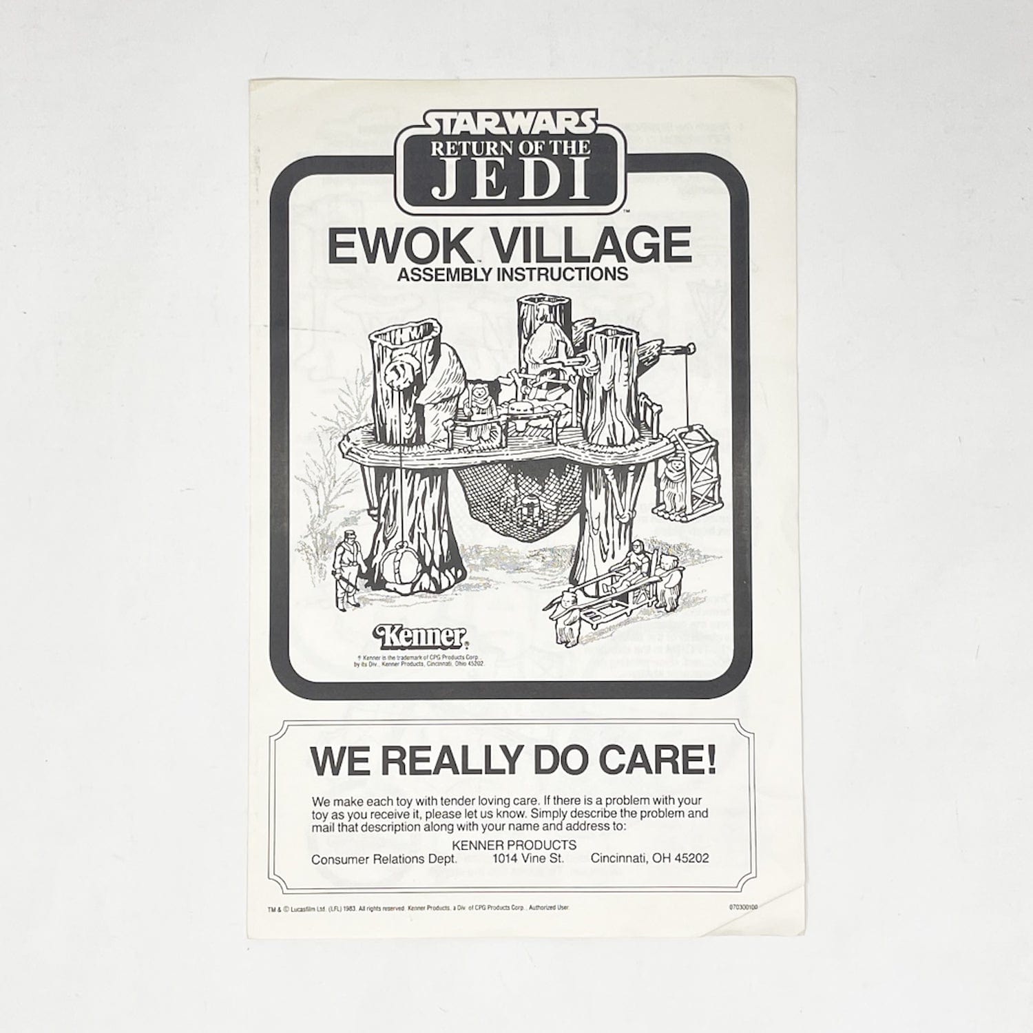 Vintage Kenner Star Wars Paper ROTJ Ewok Village Instructions