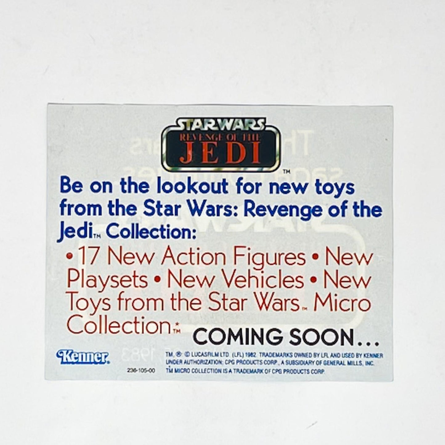 Vintage Kenner Star Wars Paper ROTJ Kenner Revenge of the Jedi Mailer Insert