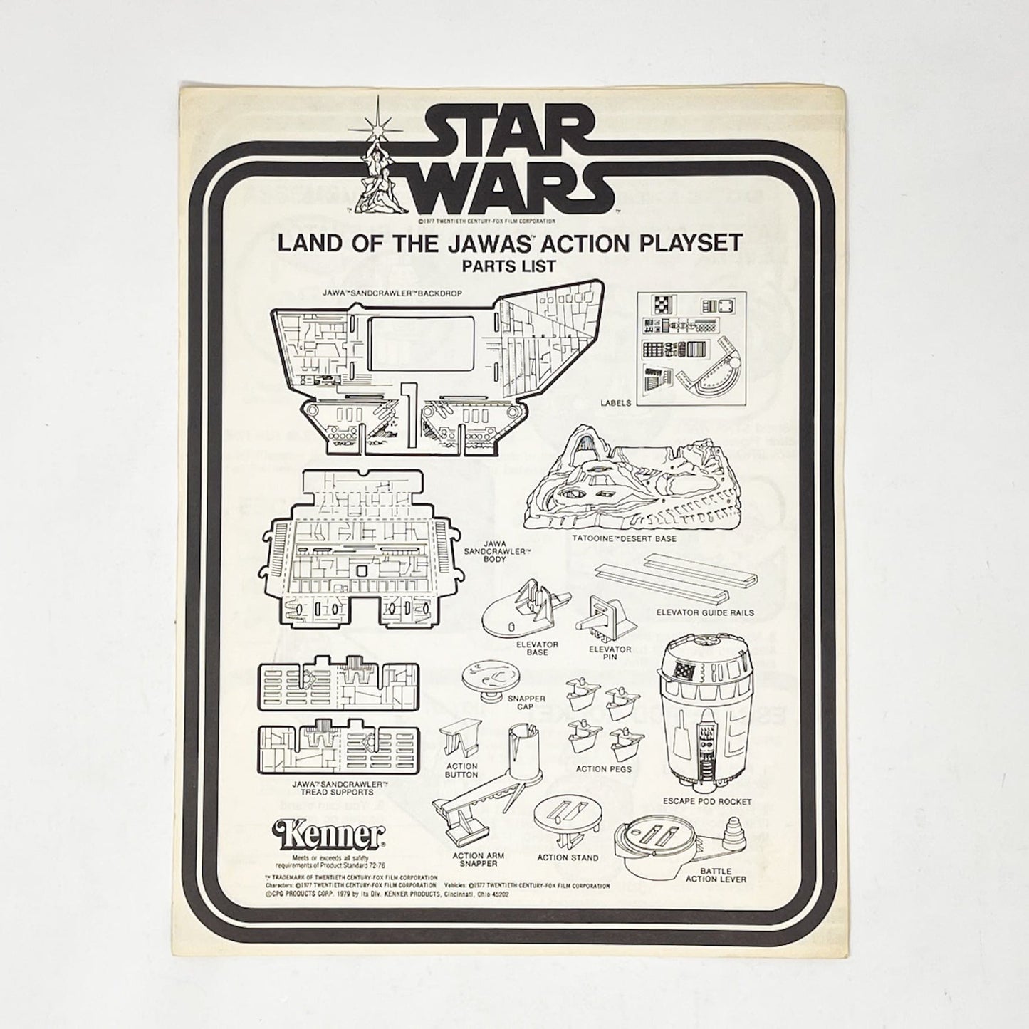 Vintage Kenner Star Wars Paper Star Wars Land of the Jawas Playset Instructions