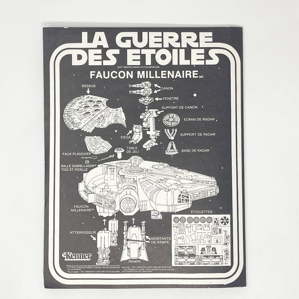 Vintage Kenner Star Wars Paper Star Wars Millennium Falcon Instructions - Kenner Canada