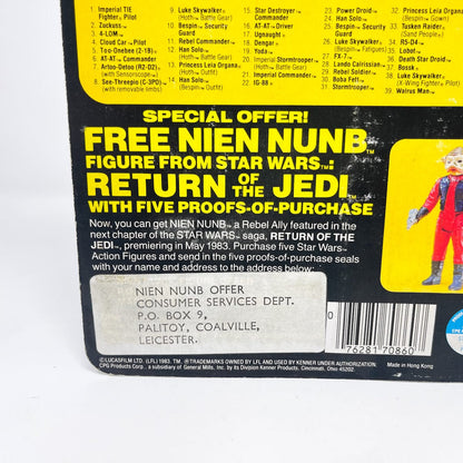 Vintage Kenner Star Wars Toy Chewbacca ROTJ 48D w/ Palitoy Sticker - Mint on Card