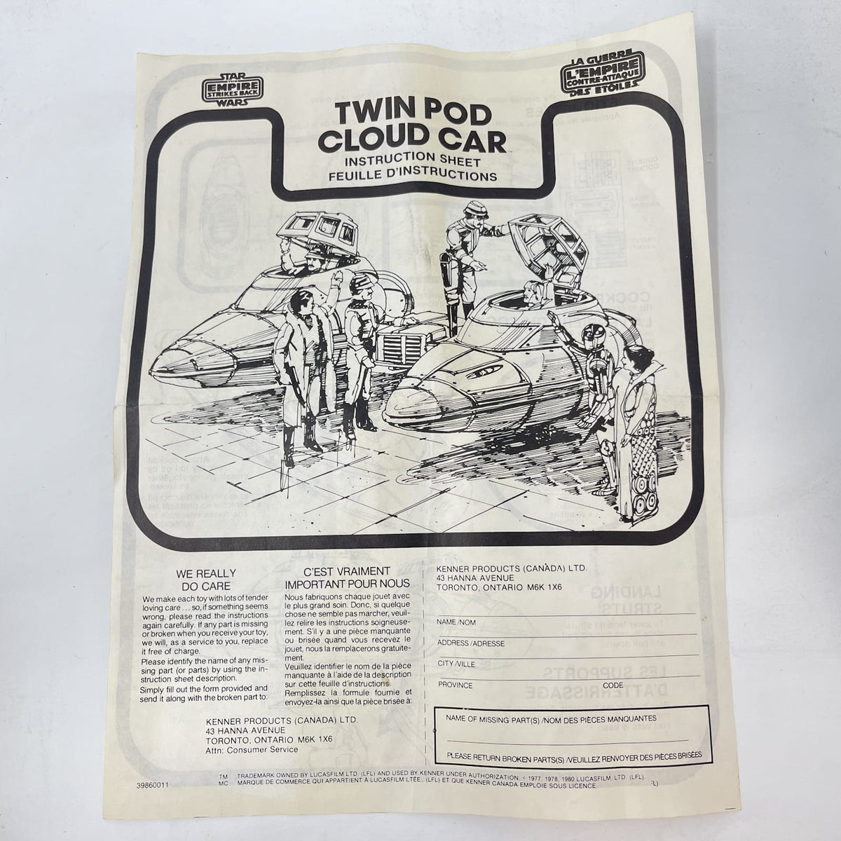 Vintage Kenner Star Wars Vehicle Twin Pod Cloud Car - Complete in Canadian Box - Vintage Kenner (1980)