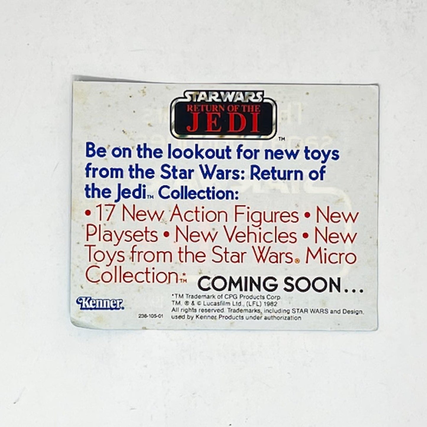 Vintage Kenner Star Wars Vintage Paper ROTJ Kenner Return of the Jedi Mailer Insert