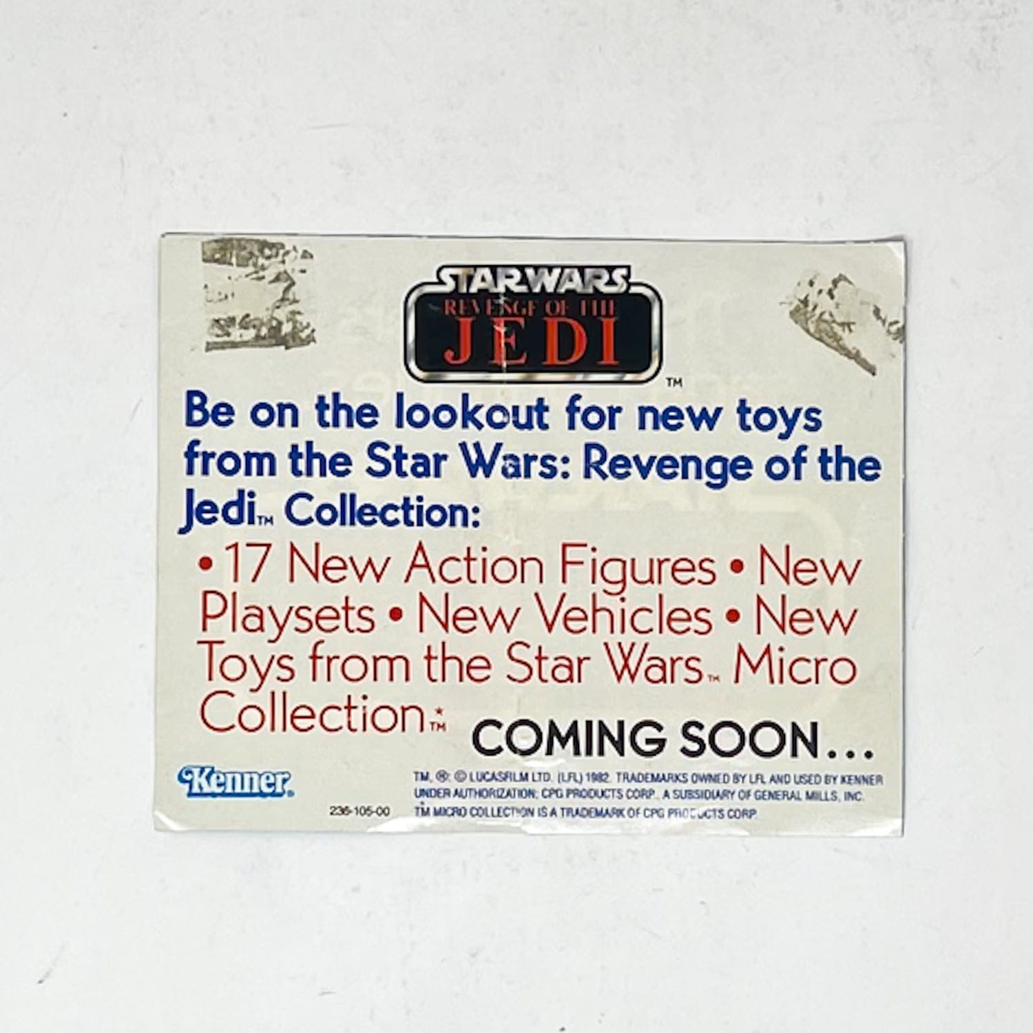 Vintage Kenner Star Wars Vintage Paper ROTJ Kenner Revenge of the Jedi Mailer Insert