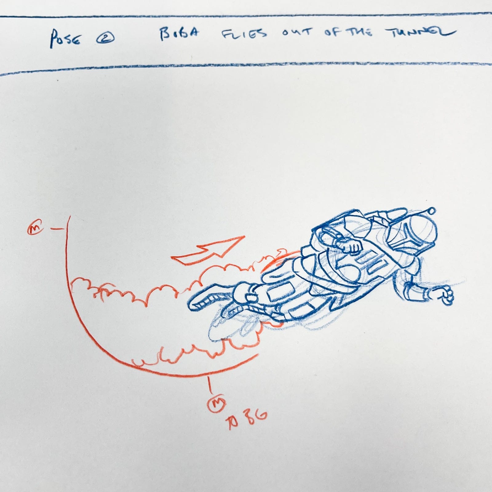 Vintage Nelvana Star Wars Non-Toy Boba Fett - DROIDS Cartoon Original Layout Pose Artwork