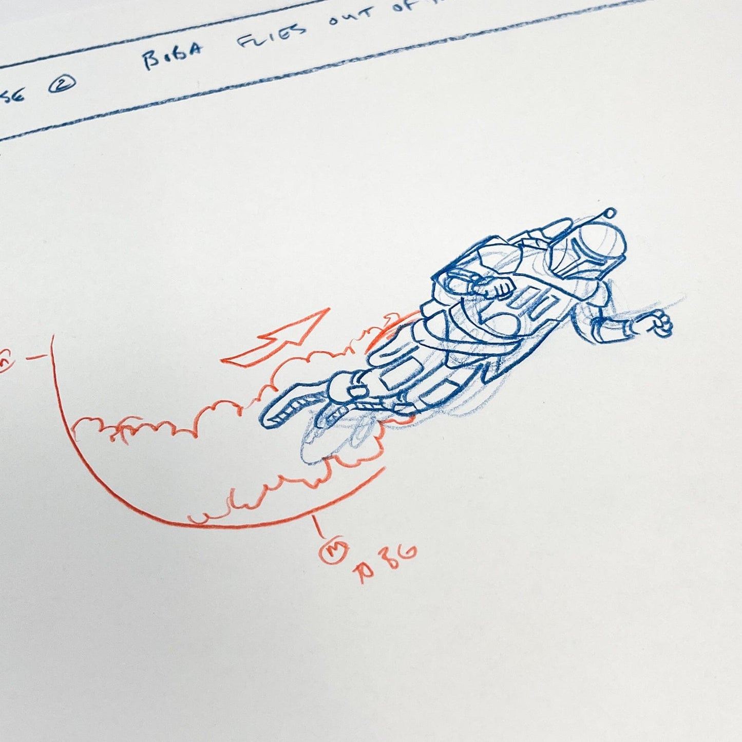 Vintage Nelvana Star Wars Non-Toy Boba Fett - DROIDS Cartoon Original Layout Pose Artwork