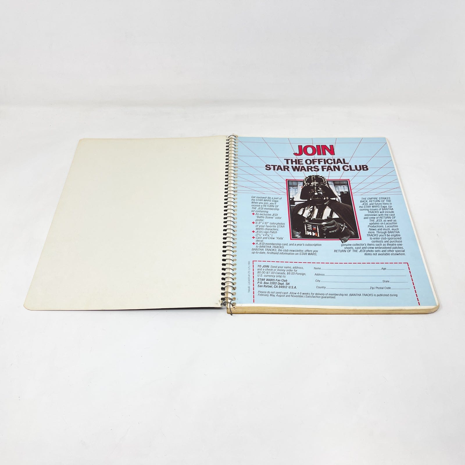 Vintage Randim Marketing Star Wars Non-Toy ROTJ Luke & Vader Spiral Notebook (1983)