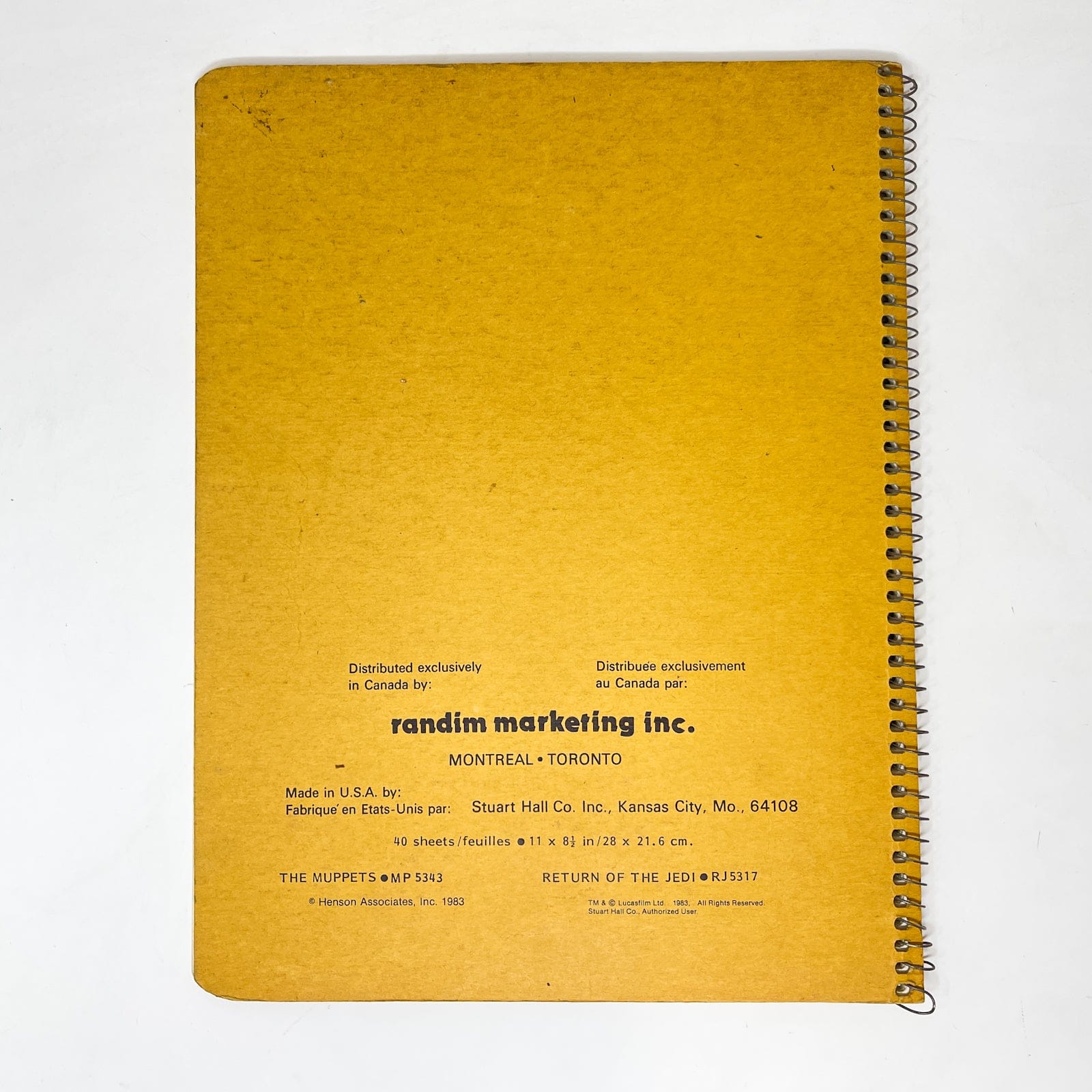 Vintage Randim Marketing Star Wars Non-Toy ROTJ Luke & Vader Spiral Notebook (1983)