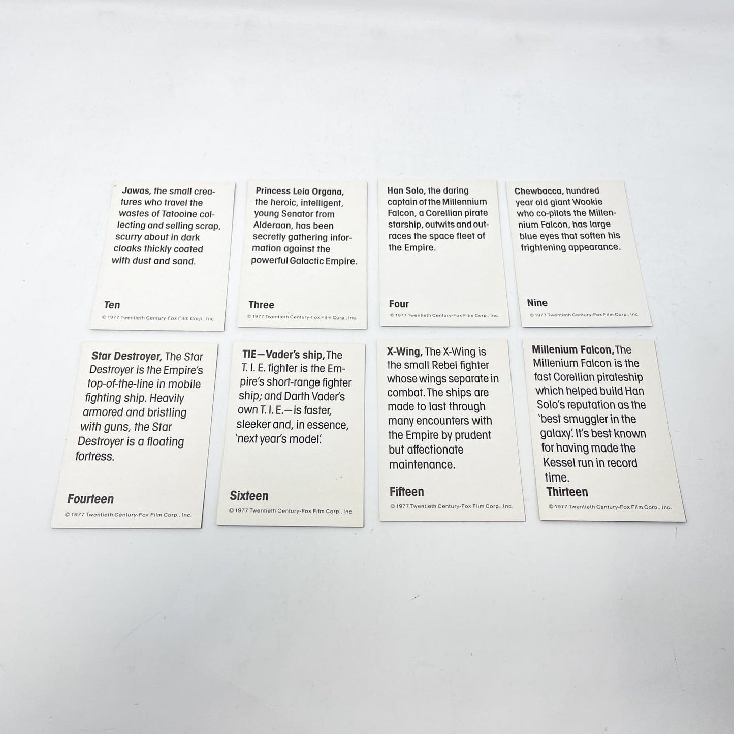 Vintage Wonder Bread Star Wars Non-Toy Wonder Bread Trading Cards - Complete Set of 16