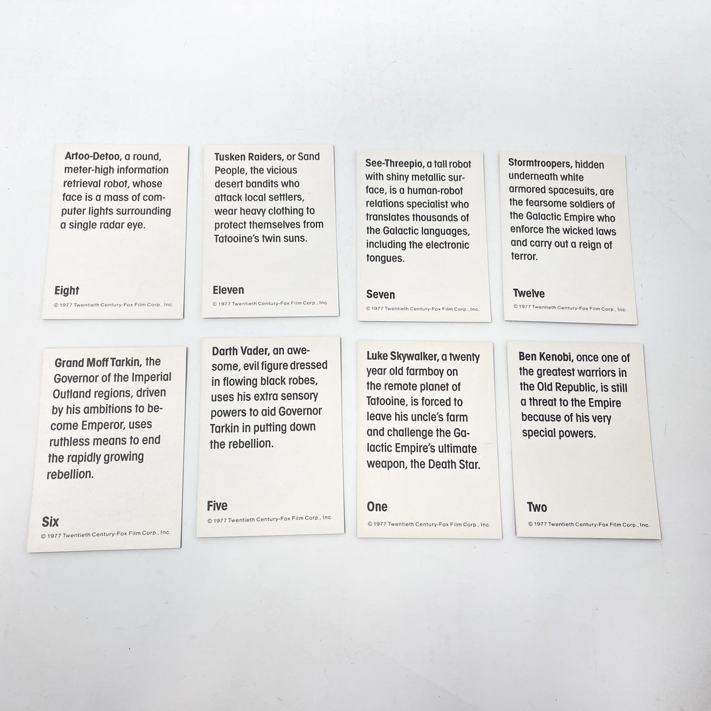 Vintage Wonder Bread Star Wars Non-Toy Wonder Bread Trading Cards - Complete Set of 16