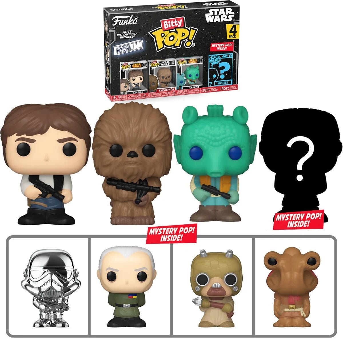 Vintage Funko Star Wars Modern POP Funko Bitty Pop! Mini-Figure 4-Pack - Han & Friends