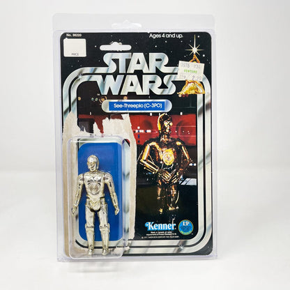 Vintage Kenner Star Wars BCF C-3PO w/ Star Wars 12 back Cardback in Clamshell