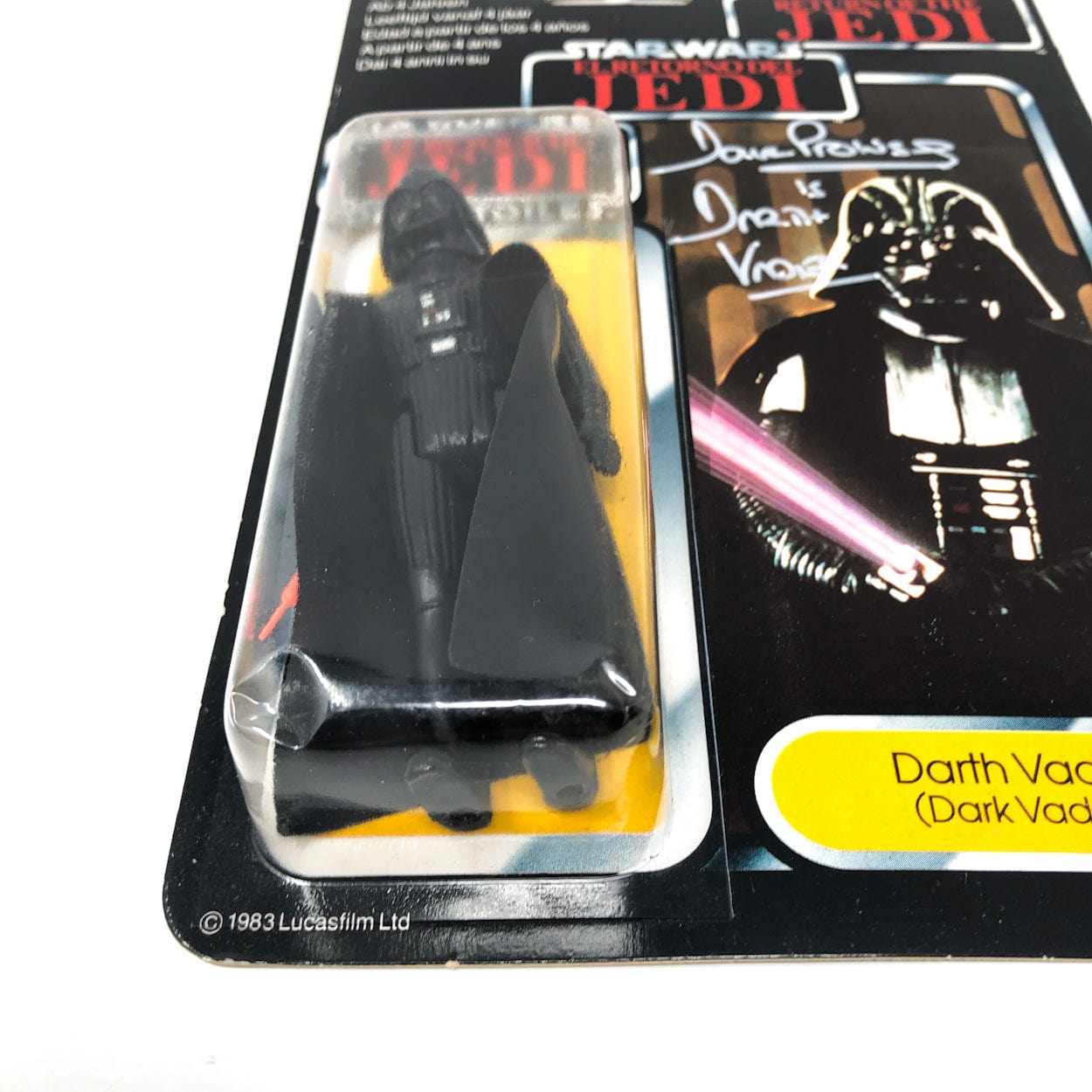 Vintage Kenner Star Wars MOC Darth Vader Tri-Logo ROTJ 70 - Autographed Mint on Card