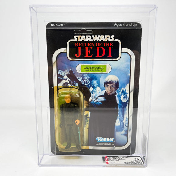 Vintage Kenner Star Wars MOC Luke Skywalker Jedi Knight 65A Blue Saber  - Mint on Card AFA 75Y