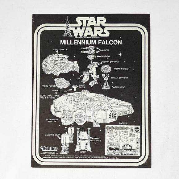 Vintage Kenner Star Wars Paper ANH Millenium Falcon Instructions